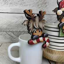 Load image into Gallery viewer, Highland Christmas Mug Hugger File SVG, Glowforge Tiered Tray, Reindeer, Rudolph Farm Cow, Tray Decor, Holiday, Topper, LuckyHeartDesignsCo