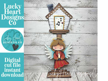 Load image into Gallery viewer, Angel Christmas for the Birdhouse Interchangeable File SVG, Santa, Carols Candle Holiday Shapes, Glowforge, Laser, LuckyHeartDesignsCo