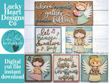 Load image into Gallery viewer, Angels Christmas Interchangeable Leaning Sign File SVG, Glowforge, Carols, Singing, Holiday, Church, Jesus, Religious, LuckyHeartDesignsCO
