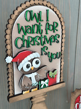 Load image into Gallery viewer, Owl Cute Christmas Tall Arch Sign Interchangeable File SVG, TINY, INSERT only, Santa, Glowforge, Holiday, Tiered Tray LuckyHeartDesignsCo