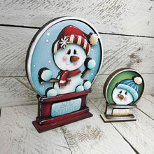 Load image into Gallery viewer, Snowman Cute Winter Snow Globe Interchangeable File SVG, Glowforge, TINY, Snowmen, Frosty Snowflake, Tiered Tray LuckyHeartDesignsCo