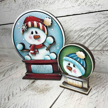 Load image into Gallery viewer, Snowman Cute Winter Snow Globe Interchangeable File SVG, Glowforge, TINY, Snowmen, Frosty Snowflake, Tiered Tray LuckyHeartDesignsCo