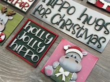 Load image into Gallery viewer, Hippo Cute Christmas Interchangeable Leaning Sign File SVG, Tired Tray, Hippopotamus, Santa, Reindeer, Glowforge, LuckyHeartDesignsCo