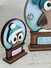 Load image into Gallery viewer, Owl Cute Winter Snow Globe Interchangeable File SVG, Glowforge, TINY, Snowmen, Frosty Snowflake, Snowman Tiered Tray LuckyHeartDesignsCo