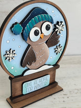 Load image into Gallery viewer, Owl Cute Winter Snow Globe Interchangeable File SVG, Glowforge, TINY, Snowmen, Frosty Snowflake, Snowman Tiered Tray LuckyHeartDesignsCo