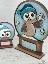 Load image into Gallery viewer, Owl Cute Winter Snow Globe Interchangeable File SVG, Glowforge, TINY, Snowmen, Frosty Snowflake, Snowman Tiered Tray LuckyHeartDesignsCo