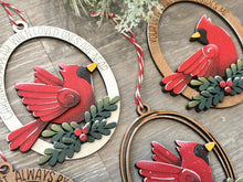 Load image into Gallery viewer, Cardinal Oval Memorial Christmas Ornament File SVG, Bird, Glowforge, LuckyHeartDesignsCo