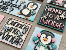 Load image into Gallery viewer, Penguin Cute Winter Interchangeable Leaning Sign File SVG, glowforge, Snowman, Snowmen, Bird, Tiered Tray, LuckyHeartDesignsCo