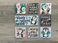 Load image into Gallery viewer, Penguin Cute Winter Interchangeable Leaning Sign File SVG, glowforge, Snowman, Snowmen, Bird, Tiered Tray, LuckyHeartDesignsCo