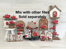 Load image into Gallery viewer, Cardinal Memorial For The Flower Basket Interchangeable File SVG, TINY Holiday, Bird, Cardinals, Tiered Tray, Glowforge, LuckyHeartDesignsCo