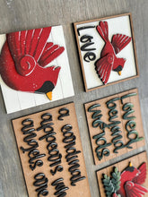 Load image into Gallery viewer, Cardinal Memorial Interchangeable Leaning Sign File SVG, Glowforge, Bird, Cardinals, Holiday, Church, Jesus, Religious, LuckyHeartDesignsCO