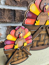 Load image into Gallery viewer, Turkey Gobble For The Flower Basket Interchangeable File SVG, TINY Thanksgiving Fall Tiered Tray, Glowforge, LuckyHeartDesignsCo
