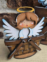 Load image into Gallery viewer, Angels Christmas For The Flower Basket Interchangeable File SVG, TINY Holiday, Carol Jesus Joy, Tiered Tray, Glowforge, LuckyHeartDesignsCo
