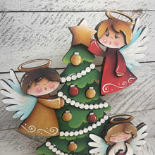 Load image into Gallery viewer, Angel Christmas Shelf Sitter Standing Sign File SVG, Nativity, Religious, Carols, Mantle decor, Centerpiece, glowforge, LuckyHeartDesignsCo