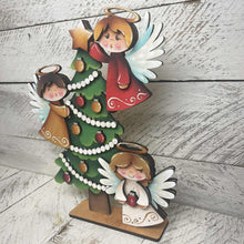 Load image into Gallery viewer, Angel Christmas Shelf Sitter Standing Sign File SVG, Nativity, Religious, Carols, Mantle decor, Centerpiece, glowforge, LuckyHeartDesignsCo