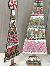 Load image into Gallery viewer, Christmas Candy Gingerbread Standing Tree File SVG, mantle decor, Holiday, Candy Cane Peppermint Centerpiece, glowforge, LuckyHeartDesignsCo