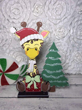 Load image into Gallery viewer, Giraffe Christmas Santa Standing File SVG, Glowforge, Zoo, Baby Christmas, LuckyHeartDesignsCo
