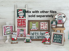 Load image into Gallery viewer, Hippo Cute Christmas Interchangeable Leaning Sign File SVG, Tired Tray, Hippopotamus, Santa, Reindeer, Glowforge, LuckyHeartDesignsCo