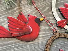 Load image into Gallery viewer, Cardinal Oval Memorial Christmas Ornament File SVG, Bird, Glowforge, LuckyHeartDesignsCo