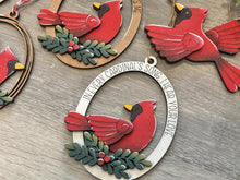 Load image into Gallery viewer, Cardinal Oval Memorial Christmas Ornament File SVG, Bird, Glowforge, LuckyHeartDesignsCo