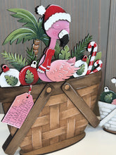 Load image into Gallery viewer, Flamingo Christmas For The Flower Basket Interchangeable File SVG, TINY and Original, Beach, Palm Tree Glowforge, LuckyHeartDesignsCo