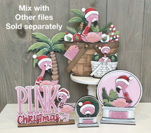 Load image into Gallery viewer, Flamingo Christmas Snow Globe Interchangeable File SVG, (TINY) Glowforge, Tropical Santa, Palm Tree, Tiered Tray LuckyHeartDesignsCo