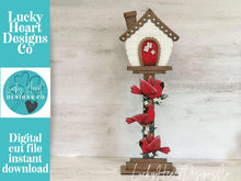 Load image into Gallery viewer, Cardinal for the Birdhouse Interchangeable File SVG, Birds, Cardinals, Memorial, Holiday Shapes, Glowforge, Laser, LuckyHeartDesignsCo