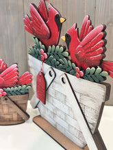 Load image into Gallery viewer, Cardinal Memorial For The Flower Basket Interchangeable File SVG, TINY Holiday, Bird, Cardinals, Tiered Tray, Glowforge, LuckyHeartDesignsCo