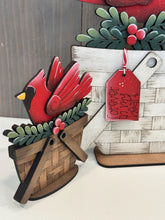 Load image into Gallery viewer, Cardinal Memorial For The Flower Basket Interchangeable File SVG, TINY Holiday, Bird, Cardinals, Tiered Tray, Glowforge, LuckyHeartDesignsCo
