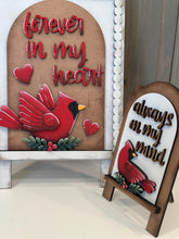 Load image into Gallery viewer, Cardinal Tall Arch Sign Interchangeable File SVG, TINY, INSERT only, Memorial, Bird, Glowforge, Holiday, Tiered Tray LuckyHeartDesignsCo
