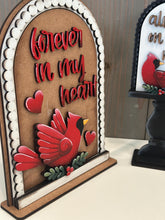 Load image into Gallery viewer, Cardinal Tall Arch Sign Interchangeable File SVG, TINY, INSERT only, Memorial, Bird, Glowforge, Holiday, Tiered Tray LuckyHeartDesignsCo