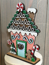 Load image into Gallery viewer, Gingerbread Candy Standing Houses File SVG, Christmas Glowforge, Christmas, Santa Village, Man, Candy Cane, LuckyHeartDesignsCO