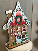Load image into Gallery viewer, Gingerbread Candy Standing Houses File SVG, Christmas Glowforge, Christmas, Santa Village, Man, Candy Cane, LuckyHeartDesignsCO