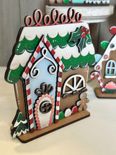 Load image into Gallery viewer, Gingerbread Candy Standing Houses File SVG, Christmas Glowforge, Christmas, Santa Village, Man, Candy Cane, LuckyHeartDesignsCO