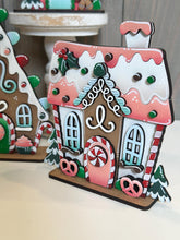 Load image into Gallery viewer, Gingerbread Candy Standing Houses File SVG, Christmas Glowforge, Christmas, Santa Village, Man, Candy Cane, LuckyHeartDesignsCO