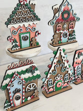 Load image into Gallery viewer, Gingerbread Candy Standing Houses File SVG, Christmas Glowforge, Christmas, Santa Village, Man, Candy Cane, LuckyHeartDesignsCO