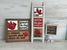 Load image into Gallery viewer, Cardinal Memorial Interchangeable Leaning Sign File SVG, Glowforge, Bird, Cardinals, Holiday, Church, Jesus, Religious, LuckyHeartDesignsCO