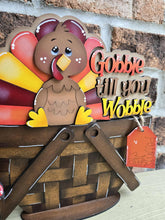 Load image into Gallery viewer, Turkey Gobble For The Flower Basket Interchangeable File SVG, TINY Thanksgiving Fall Tiered Tray, Glowforge, LuckyHeartDesignsCo