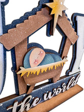 Load image into Gallery viewer, Nativity Joy to the World Shelf Sitter Standing Sign File SVG, Jesus, Religious, Mantle decor, Centerpiece, glowforge, LuckyHeartDesignsC