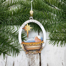 Load image into Gallery viewer, Nativity Christmas Oval Ornament File SVG, Religious, Jesus, Mary, Holy Night, Glowforge, LuckyHeartDesignsCo