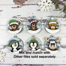 Load image into Gallery viewer, Bear Winter Christmas Ornament File SVG, Holiday, craft, Polar, snowflake, Snow, Glowforge, LuckyHeartDesignsCo