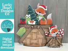 Load image into Gallery viewer, Fox Christmas For The Flower Basket Interchangeable File SVG, TINY Santa Candy Cane Presents Tiered Tray, Glowforge, LuckyHeartDesignsCo