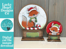 Load image into Gallery viewer, Fox Christmas Snow Globe Interchangeable File SVG, TINY, Woodland, Reindeer, Rudolph, Glowforge, Santa, Tiered Tray LuckyHeartDesignsCo