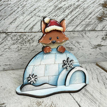 Load image into Gallery viewer, Fox Igloo Winter Standing Set File SVG, Elf, Christmas, Santa, Holiday, Tree, Woodland, Tiered Tray Glowforge, LuckyHeartDesignsCo