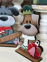 Load image into Gallery viewer, Dog Puppy Christmas Standing Set File SVG, Elf, Sweater, Santa, Holiday, Tree, Chihuahua Tiered Tray Glowforge, LuckyHeartDesignsCo
