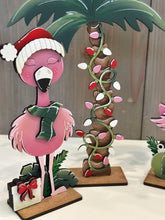 Load image into Gallery viewer, Flamingo Christmas Santa Christmas Tree File SVG, Glowforge Palm Tree, Lights, Bird, Florida, Tropical, Warm, LuckyHeartDesignsCo