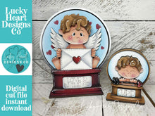 Load image into Gallery viewer, Cupid Valentine Snow Globe Interchangeable File SVG, TINY, Glowforge, Arrow, Love, Heart, Tiered Tray LuckyHeartDesignsCo