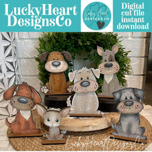 Load image into Gallery viewer, Dog Puppy Standing Set File SVG, Chihuahua Tiered Tray Glowforge, LuckyHeartDesignsCo