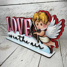 Load image into Gallery viewer, Love Cupid Shelf Sitter Standing Sign File SVG, Valentine, Heart, Be Mine, Mantle decor, Centerpiece, glowforge, LuckyHeartDesignsCo