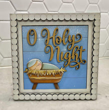 Load image into Gallery viewer, Nativity Christmas Interchangeable Leaning Sign File SVG, Mary, Jesus, Peace, Joy, Holy Night, Glowforge, LuckyHeartDesignsCO